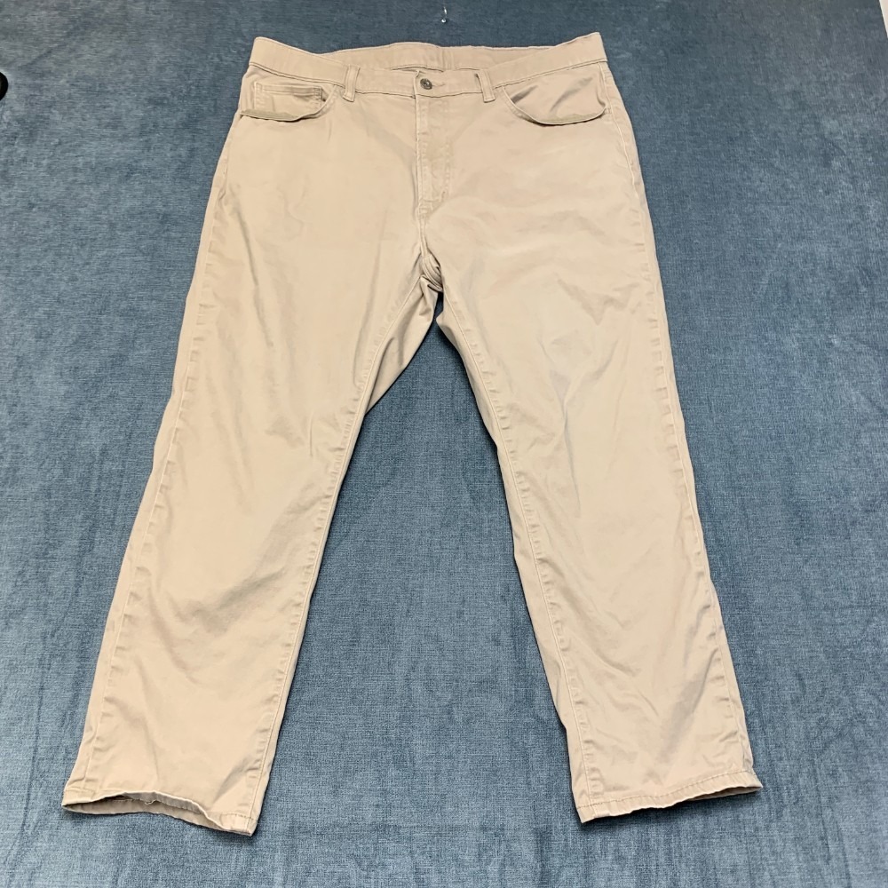 Uniqlo Ankle Pants Womens 8 Beige Cotton Stretch Straight Leg Everyday Wear